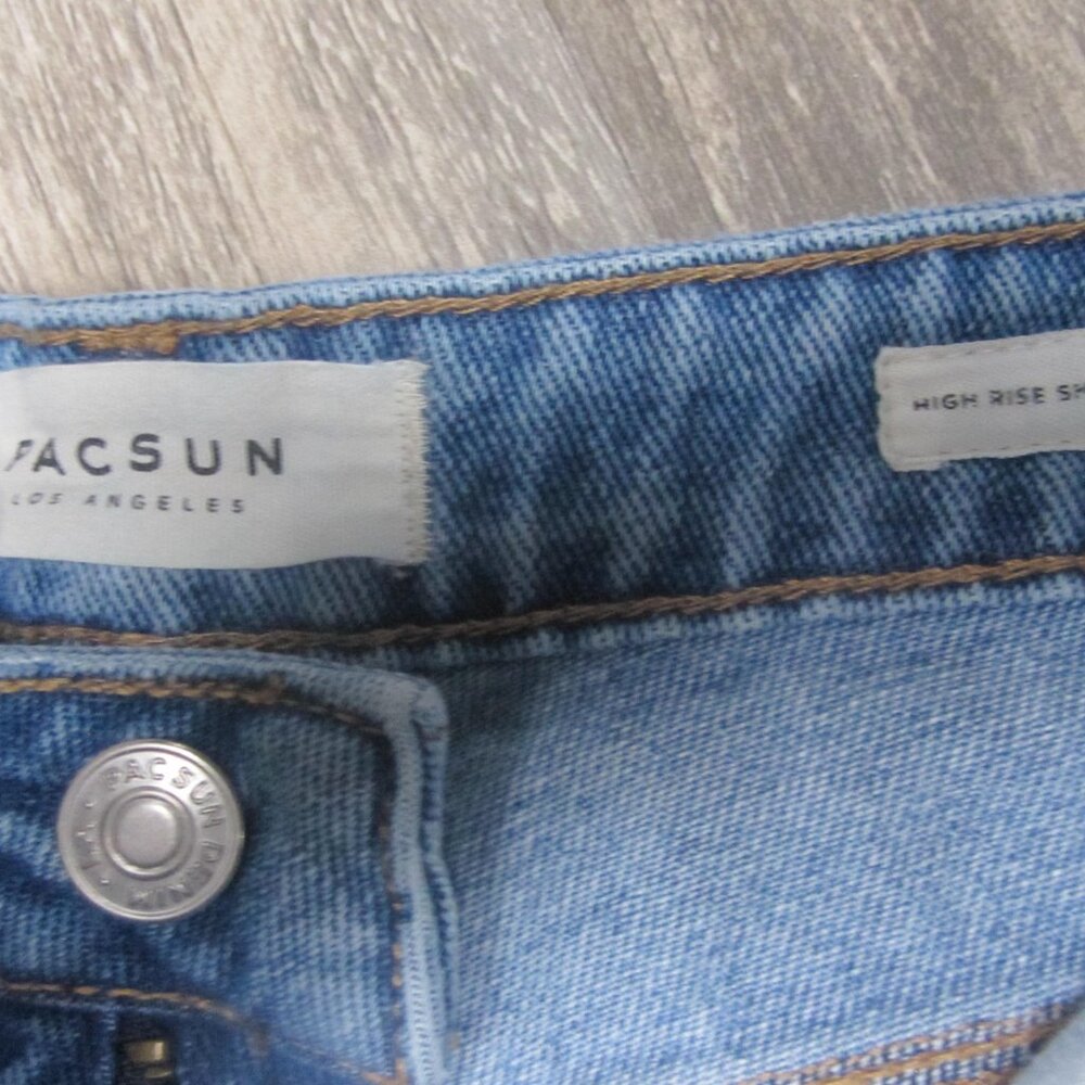 PacSun Women's High Rise Jean Shorts with Floral Stitching - Picture 2 of 7